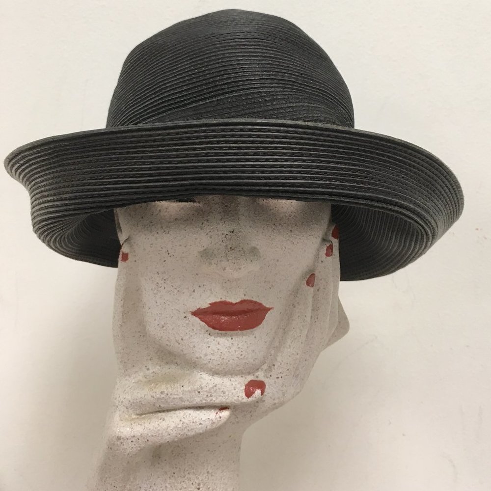 Patricia Underwood braided woven leather hat cloche designer
